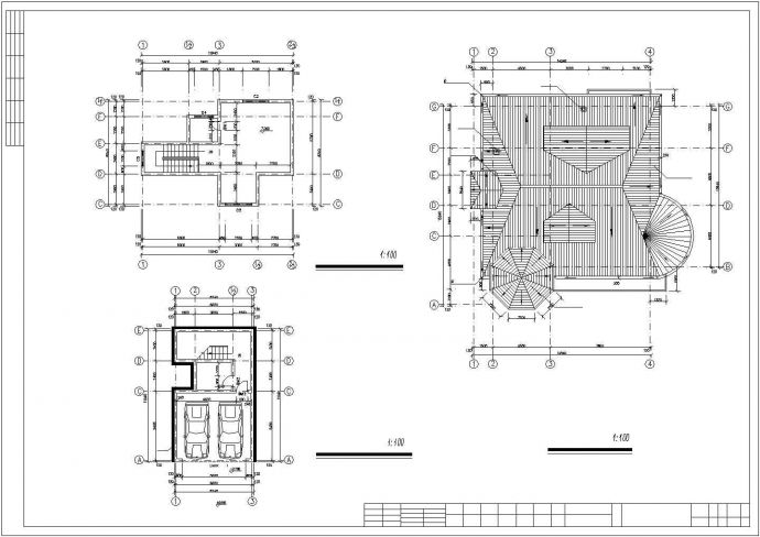 绵阳市星湖村某3层框混结构高档别墅平面设计CAD图纸（含车库层）_图1