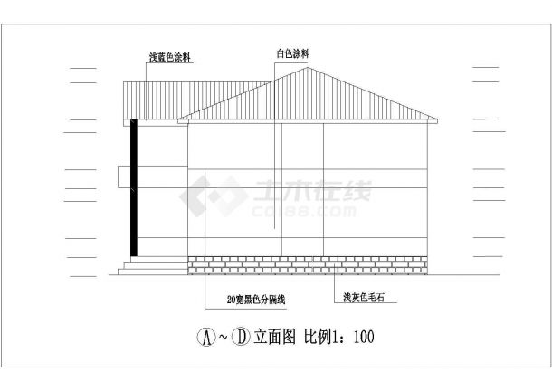 衡阳市于家村某2层砖混结构单体乡村别墅平立面设计CAD图纸-图二