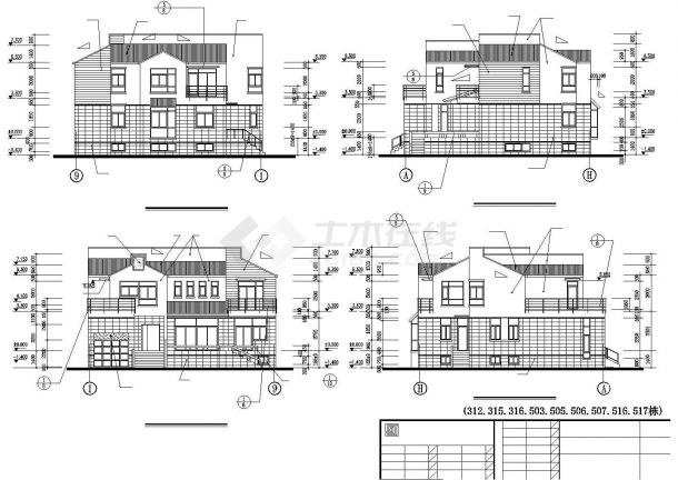 无锡某村镇351平米双层框架结构独栋别墅建筑设计CAD图纸（含地下室）-图二
