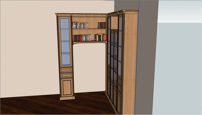棕色的木质的边角柜su模型_图1