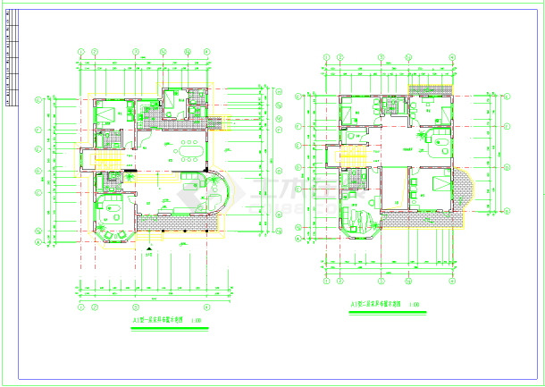 某著名四套经典的别墅设计CAD全套建筑施工图纸（含设计说明）-图一