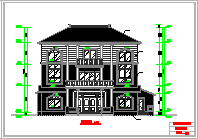 三层仿古别墅cad设计方案图纸-图二