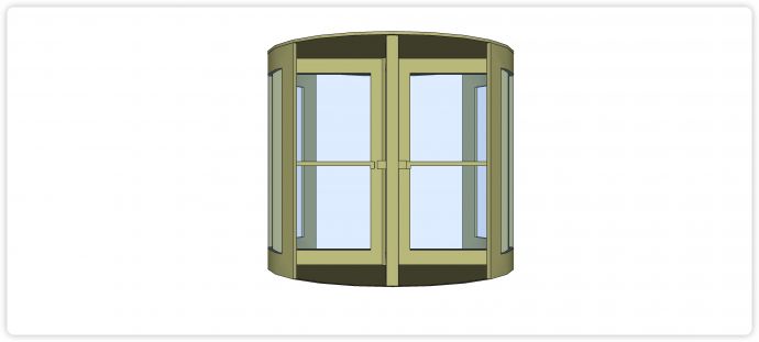 金属玻璃结构十字圆形旋转门su模型_图1