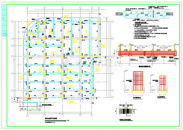 某多层框架结构商厦结构设计CAD全套建筑施工图纸（含设计说明）-图一