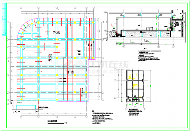 某多层框架结构商厦结构设计CAD全套建筑施工图纸（含设计说明）-图二