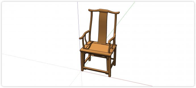 单板靠背木制太师椅su模型_图1