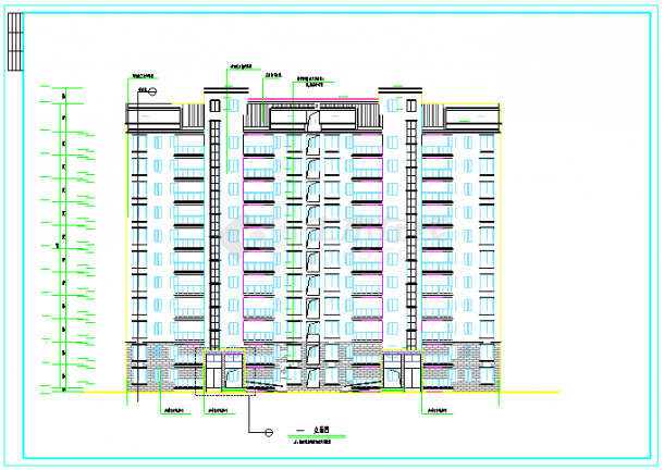 某市区十一层小高层住宅设计CAD全套建筑施工图纸（含设计说明）-图二