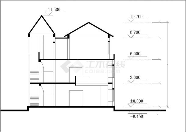 328+407平米两套3层框架结构豪华单体别墅全套建筑设计CAD图纸-图二