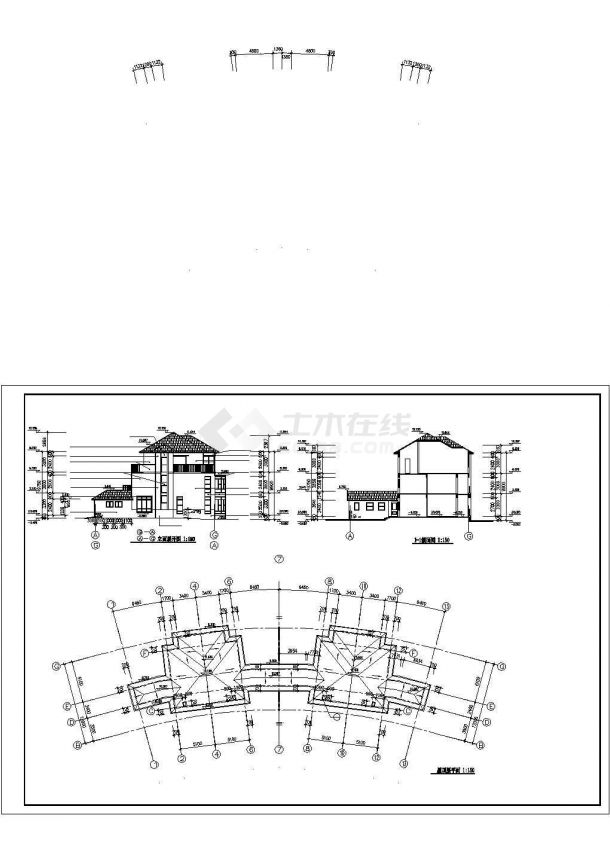天津市某社区1250平米三层联排式豪华独栋别墅全套建筑设计CAD图纸-图二