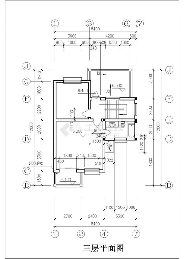 苏州市某现代村镇246平米3层框架结构豪华单体别墅平立面设计CAD图纸-图二