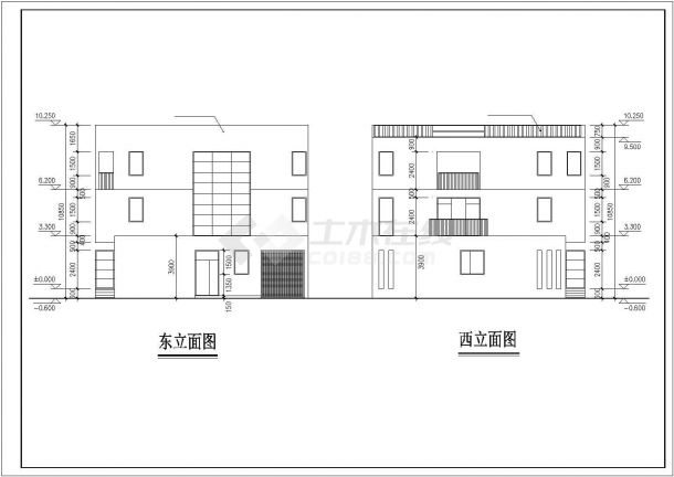 株洲市前进新村某3层砖混结构乡村单体别墅建筑设计CAD图纸-图一
