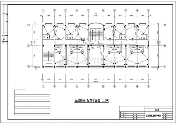 五层办公楼电气照明设计方案CAD施工图-图二