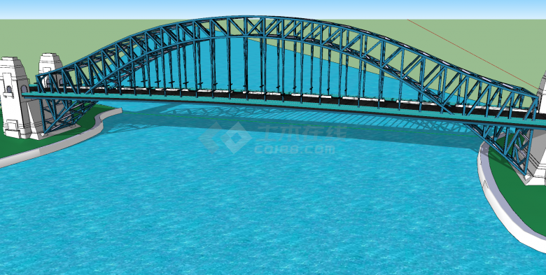 蓝色外观高架桥su模型-图二