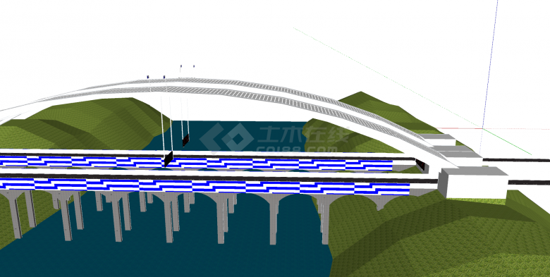 白色高速高架桥su模型-图二
