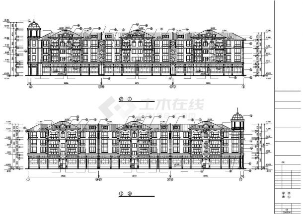 合肥市某社区3700平米4层钢混框架结构连体别墅全套建筑设计CAD图纸-图一