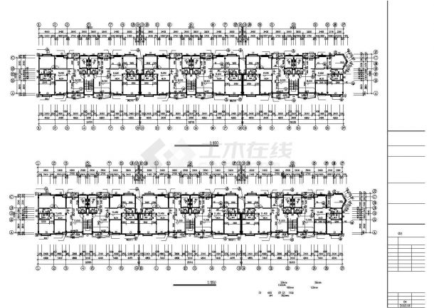 合肥市某社区3700平米4层钢混框架结构连体别墅全套建筑设计CAD图纸-图二