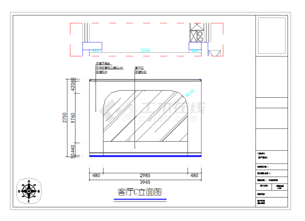 湖南精装地中海风格三室两厅装修图CAD图纸-图二
