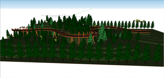 橙色蛇形创意式桥su模型_图1
