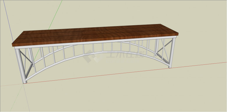 现代双拼两色拱桥su模型-图一
