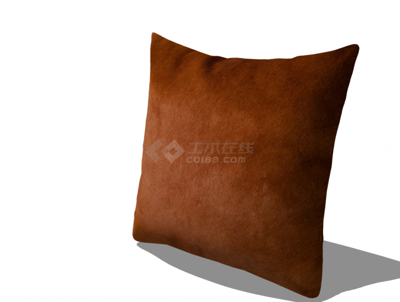 一个方形的带有棕色表面的抱枕su模型-图二