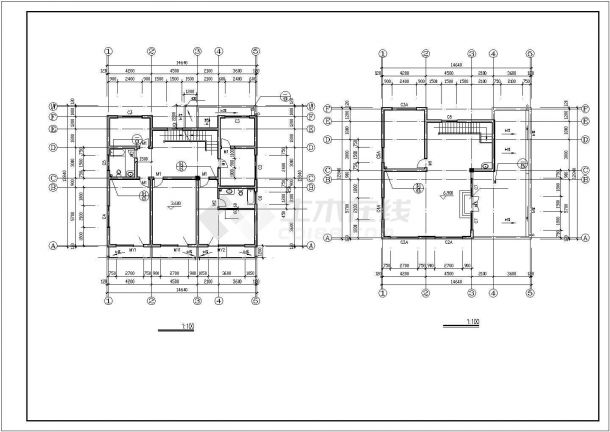 咸阳市泾阳新村某3层砖混结构单体别墅建筑设计CAD图纸（含地下室）-图二