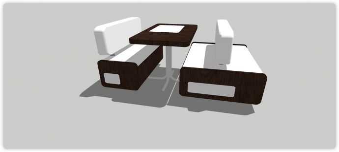 胡桃木结构白色软靠背卡座沙发su模型_图1