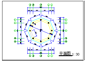 经典八角亭建筑cad施工图-图二