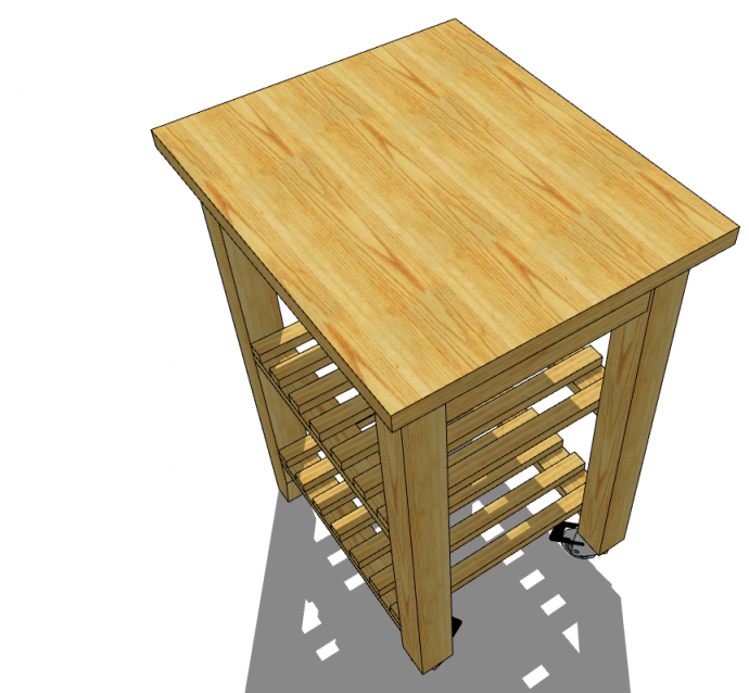 棕色木质带有三层的桌子su模型_图1