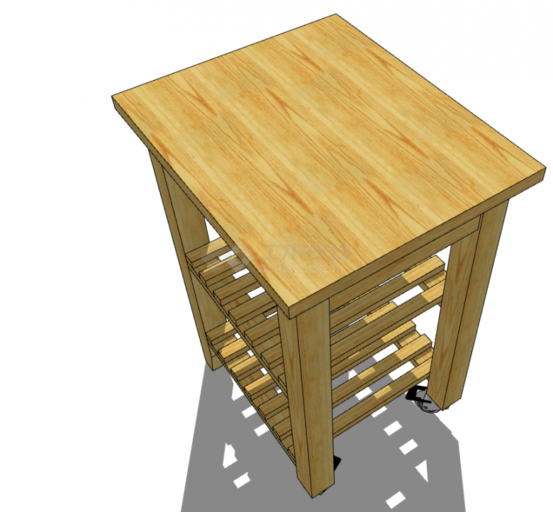 棕色木质带有三层的桌子su模型-图一