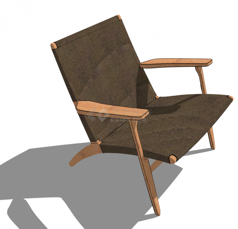 一款带有布面座椅的躺椅su模型-图一