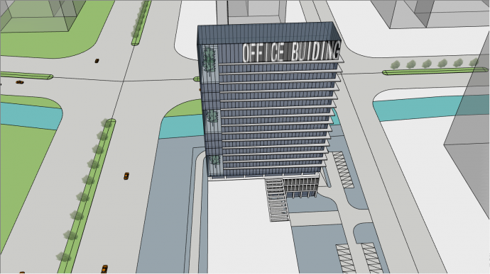cbd中心区办公楼建筑su模型_图1