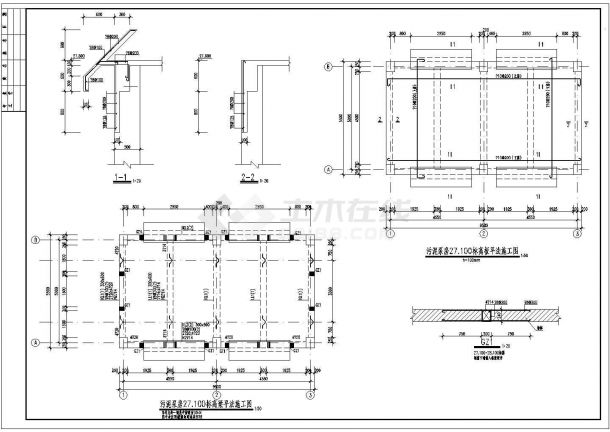 A2O工艺污水处理厂构筑物设计图Cad图纸-图一