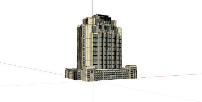 单体建筑高层浅色外观su模型_图1