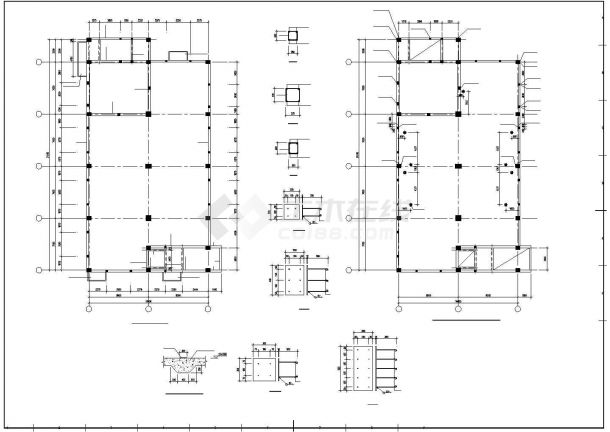 某框剪结构电控楼结构施工cad设计图纸-图二