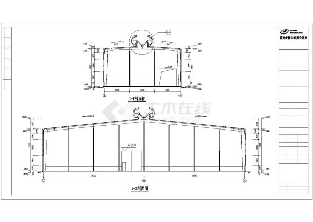 厂房设计_某木业公司钢结构厂房CAD图纸（共4张）-图一