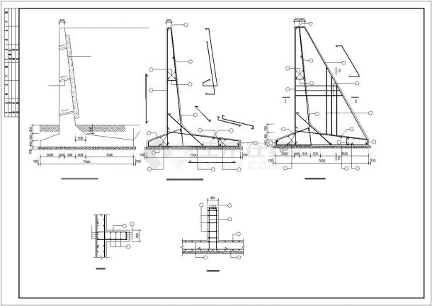 典型悬臂式挡土墙混凝土结构设计cad大样图（含设计说明）-图一