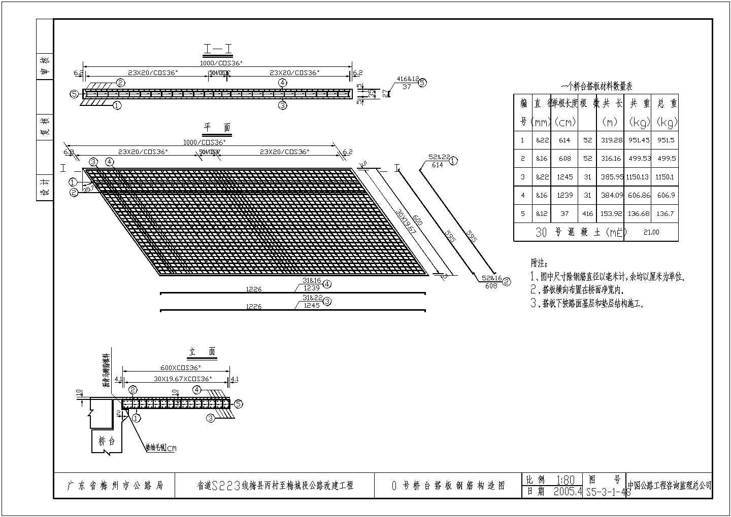 某钢筋普通砼现浇T梁桥梁设计施工详细方案CAD图纸