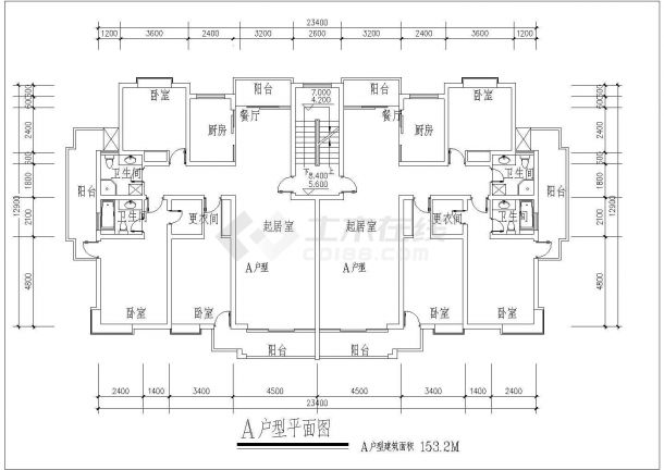 西安市某小区住宅楼6套140平米以上热门户型平面设计CAD图纸-图一