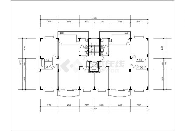 西安市某小区住宅楼6套140平米以上热门户型平面设计CAD图纸-图二