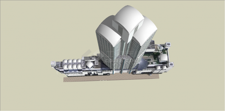 欧式摩天高层办公楼su模型-图二