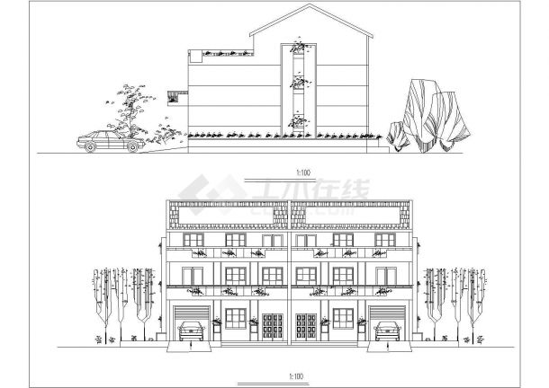新农村住宅设计方案二建筑施工cad图，共七张-图二