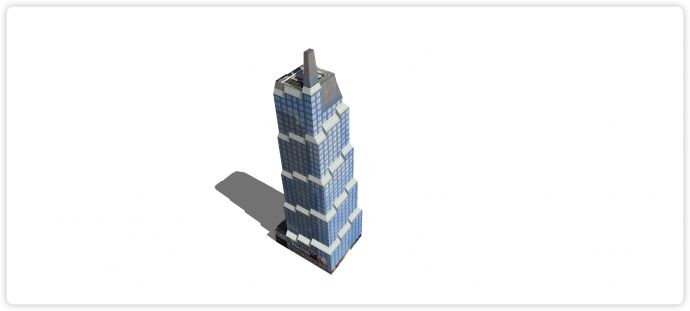蓝色主体结构摩天高层建筑su模型_图1