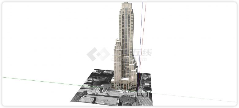 米黄色主体逐渐收窄造型摩天高层办公楼su模型-图二