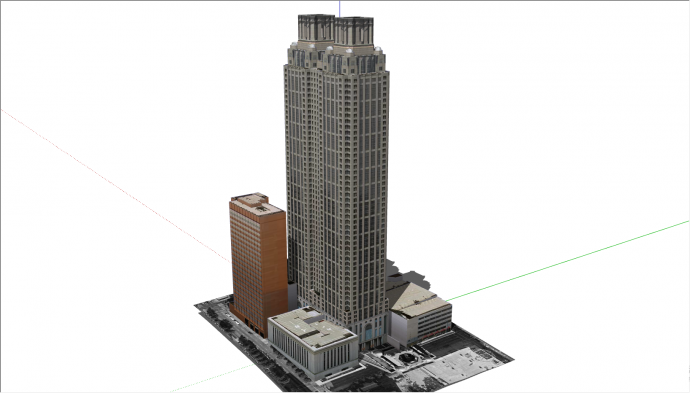 带有底商的高层楼房建筑su模型_图1