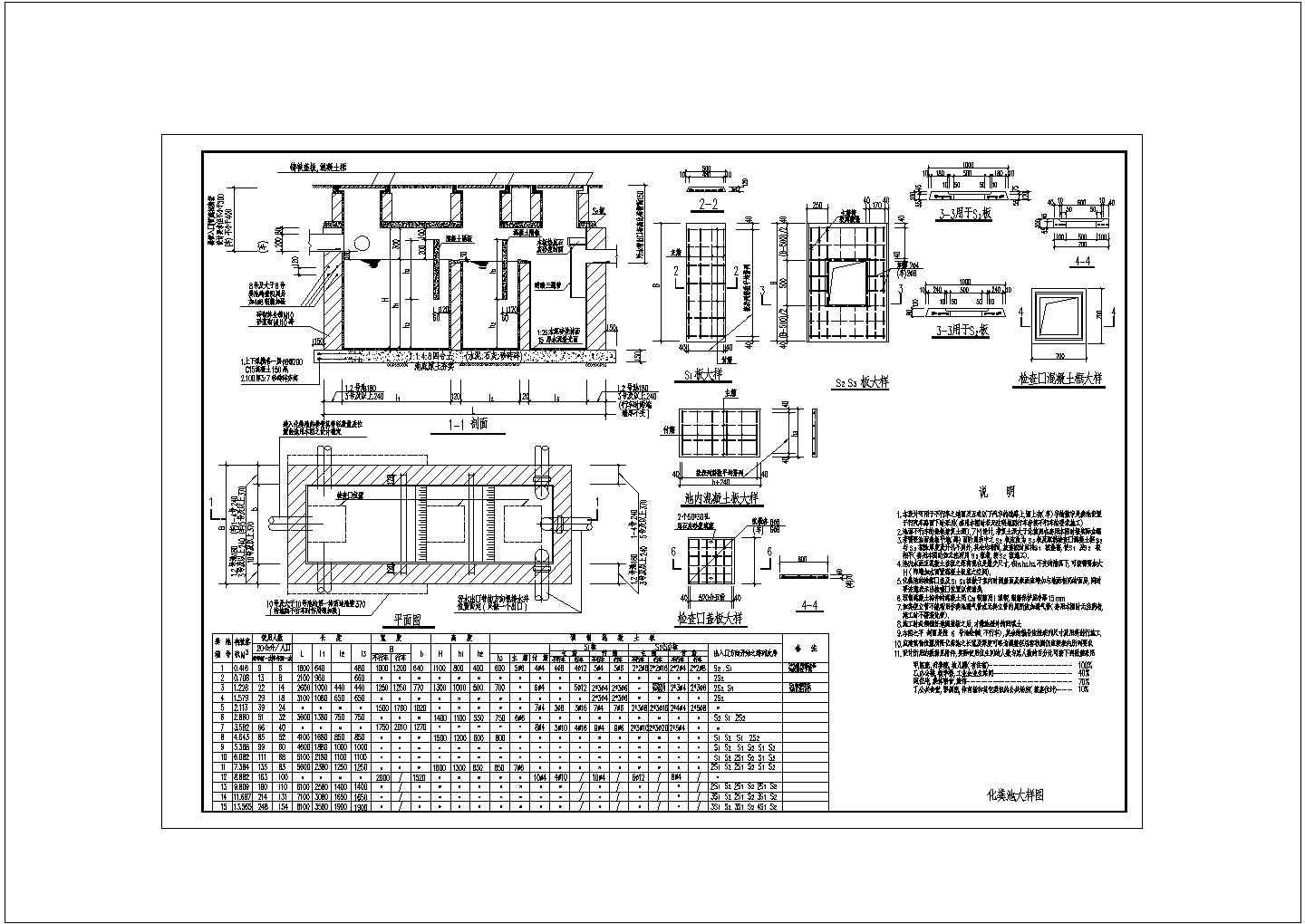 化粪池大样CAD建筑设计施工图