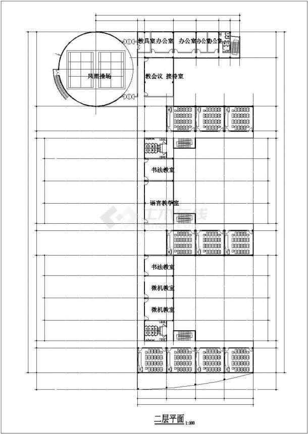 某地区福田小学教学楼及园区建筑规划设计CAD图（含设计说明）-图一