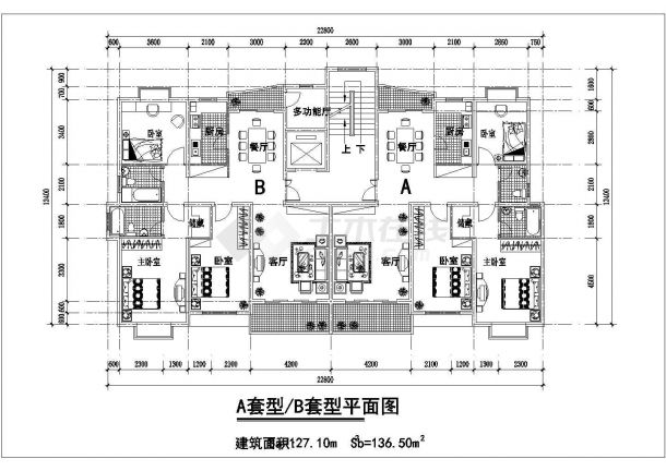 北京某高档小区住宅楼11套热门户型平面设计CAD图纸（85-161平米）-图二
