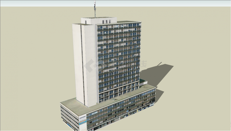 带有底商的高层楼房建筑su模型-图二
