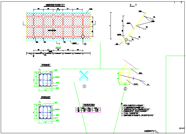 某挂网植草防护CAD设计完整构造正视图