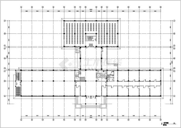 某城市图书馆建筑设计CAD平面图-图二